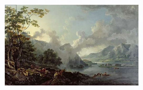 Постер View of Windermere Lake, Early Morning, 1781 с типом исполнения На холсте в раме в багетной раме 221-03