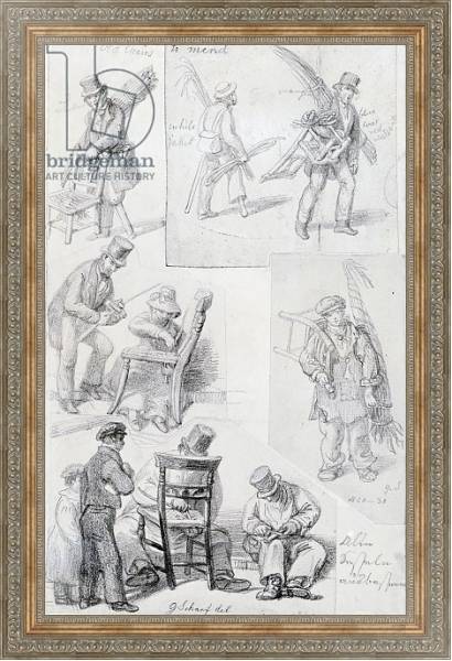 Постер Chair menders on the streets of London, 1820-30 с типом исполнения На холсте в раме в багетной раме 484.M48.310