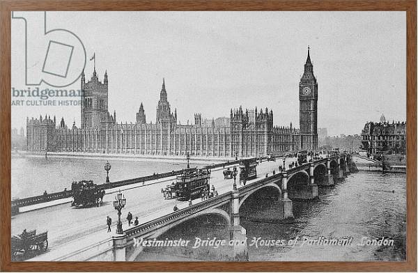 Постер Westminster Bridge and the Houses of Parliament, c.1902 с типом исполнения На холсте в раме в багетной раме 1727.4310