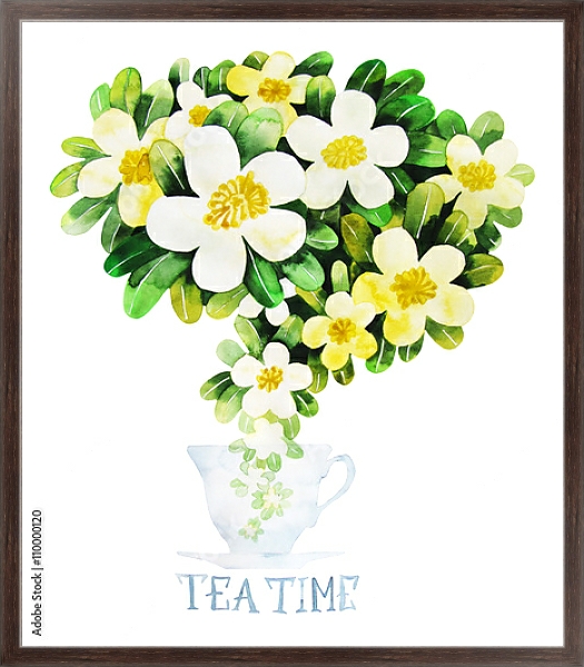 Постер Время для чая с типом исполнения На холсте в раме в багетной раме 221-02