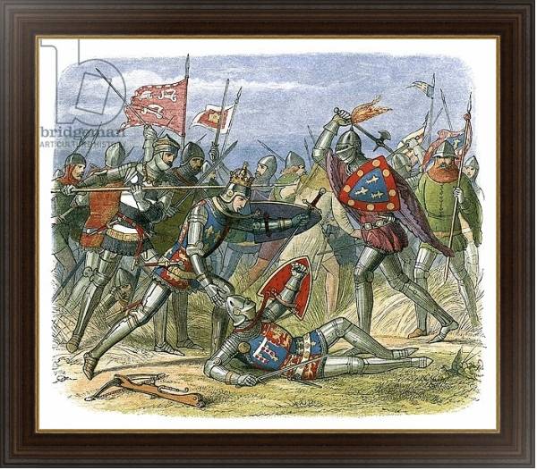 Постер King Henry V attacked by the duke of Alencon at the battle of Agincourt с типом исполнения На холсте в раме в багетной раме 1.023.151