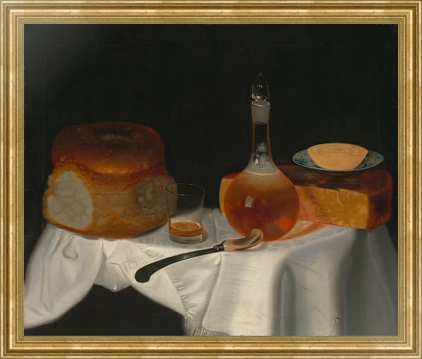 Постер Still Life of Bread, Butter and Cheese с типом исполнения На холсте в раме в багетной раме NA033.1.051