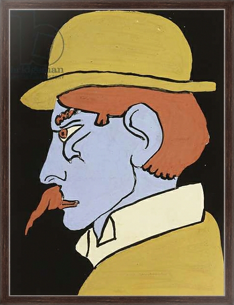 Постер Man with Moustache, Profile, c.1911-12 с типом исполнения На холсте в раме в багетной раме 221-02