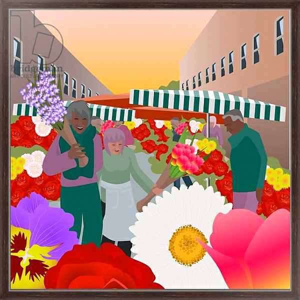 Постер Flower Market at Columbia Road с типом исполнения На холсте в раме в багетной раме 221-02