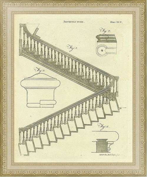 Постер Architecture №2, лестницы 1 с типом исполнения Акварель в раме в багетной раме 484.M48.725