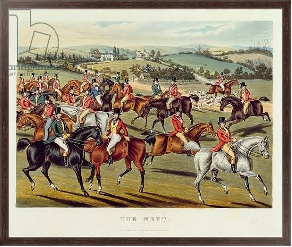 Постер 'The Meet', plate I from 'Fox Hunting', 1838 с типом исполнения На холсте в раме в багетной раме 221-02