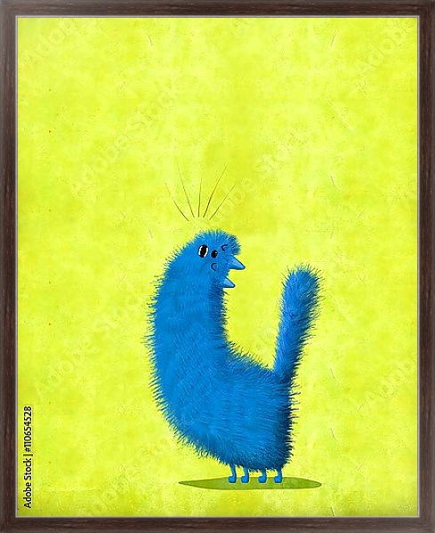 Постер Поющий синий кот с типом исполнения На холсте в раме в багетной раме 221-02