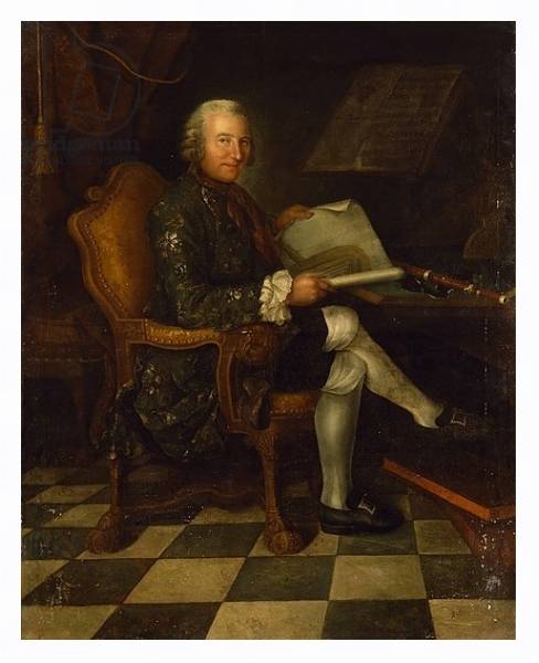Постер Isaac Egmont von Chasot at his Desk, 1750 с типом исполнения На холсте в раме в багетной раме 221-03