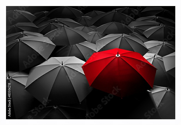 Постер Красный зонт 2 с типом исполнения На холсте в раме в багетной раме 221-03