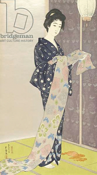 Постер Young woman in a summer kimono,1920 с типом исполнения На холсте без рамы