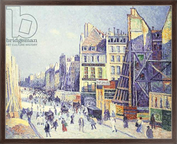 Постер La Rue Reaumur, 1897 с типом исполнения На холсте в раме в багетной раме 221-02