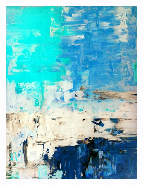 Постер Бело-голубая абстракция с типом исполнения На холсте в раме в багетной раме 221-03