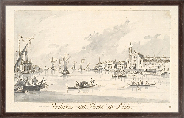 Постер The Porto di Lido, with the Fortezza Sant’Andrea on the Left с типом исполнения На холсте в раме в багетной раме 221-02