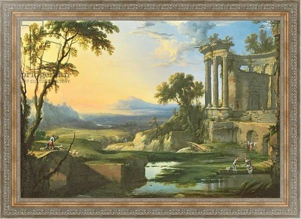 Постер Italian landscape with ruins с типом исполнения На холсте в раме в багетной раме 484.M48.310