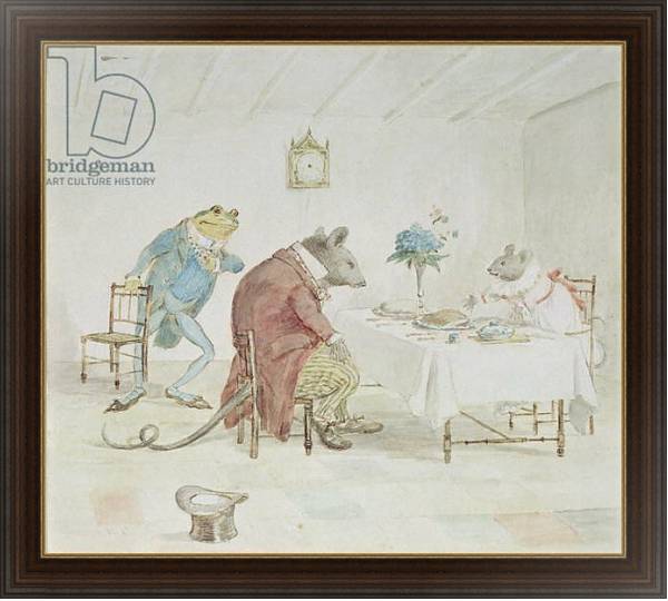 Постер 'Pray, Miss Mouse, will you give us some beer', illustration from 'A Frog He Would A-Wooing Go' с типом исполнения На холсте в раме в багетной раме 1.023.151