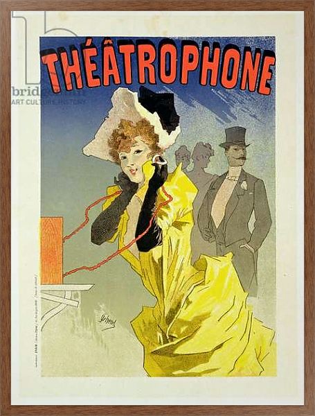 Постер Reproduction of a poster advertising 'Theatrophone', 1890 с типом исполнения На холсте в раме в багетной раме 1727.4310