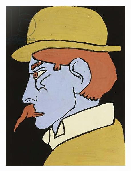 Постер Man with Moustache, Profile, c.1911-12 с типом исполнения На холсте в раме в багетной раме 221-03