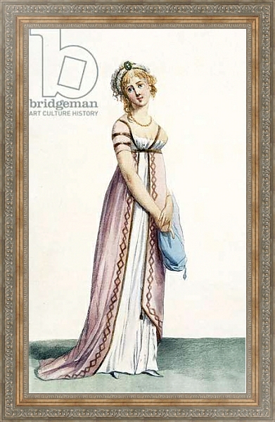 Постер A simply designed lady's ball dress, illustration from 'Journal des Dames et des Modes', 1799 с типом исполнения На холсте в раме в багетной раме 484.M48.310