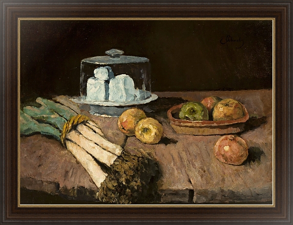 Постер Still life with leeks, apples and cheese с типом исполнения На холсте в раме в багетной раме 1.023.151