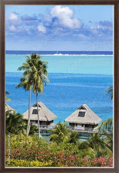 Постер Голубая лагуна острова Бора-Бора, Полинезии с типом исполнения На холсте в раме в багетной раме 221-02