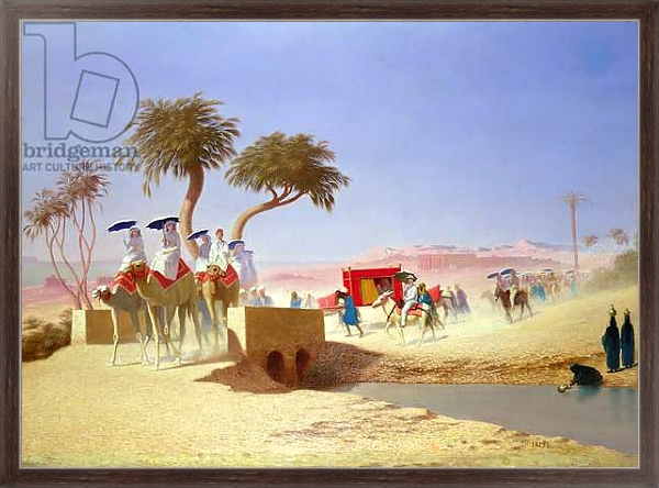 Постер The Empress Eugenie visiting the Pyramids с типом исполнения На холсте в раме в багетной раме 221-02