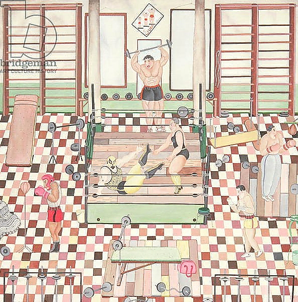 Постер School of Wrestling and Boxing, 1979 с типом исполнения На холсте без рамы