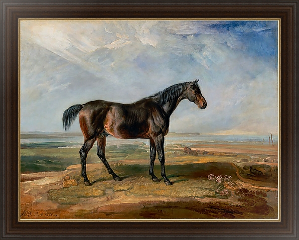 Постер Racehorse Standing in a Coastal Landscape an Estuary Beyond 1820 с типом исполнения На холсте в раме в багетной раме 1.023.151