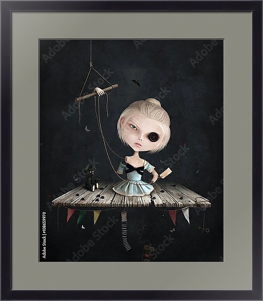 Постер Сломанная кукла с типом исполнения Под стеклом в багетной раме 221-01