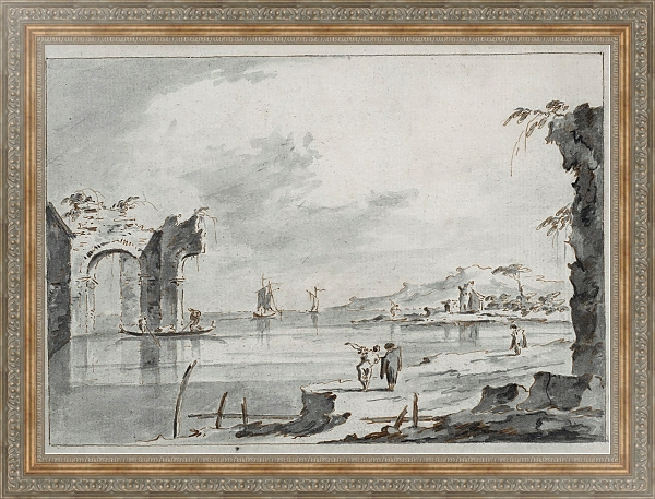 Постер The Venetian lagoon with ruins and figures с типом исполнения На холсте в раме в багетной раме 484.M48.310