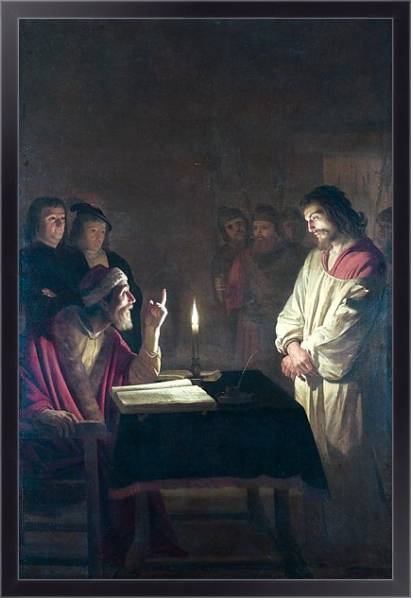 Постер Христос перед верховным жрецом с типом исполнения На холсте в раме в багетной раме 221-01