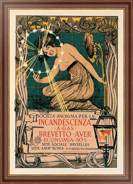 Постер Incandescence Par Le Gaz, Système Auer с типом исполнения На холсте в раме в багетной раме 35-M719P-83