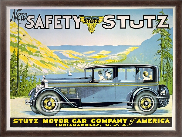 Постер New safety Stutz; Stutz 8. Stutz Motor Car Company of America, Indianapolis, U.S.A с типом исполнения На холсте в раме в багетной раме 221-02