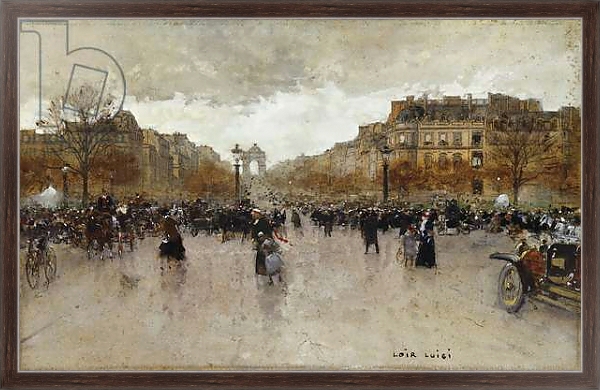 Постер Rond Point des Champs Elysees, Paris, с типом исполнения На холсте в раме в багетной раме 221-02