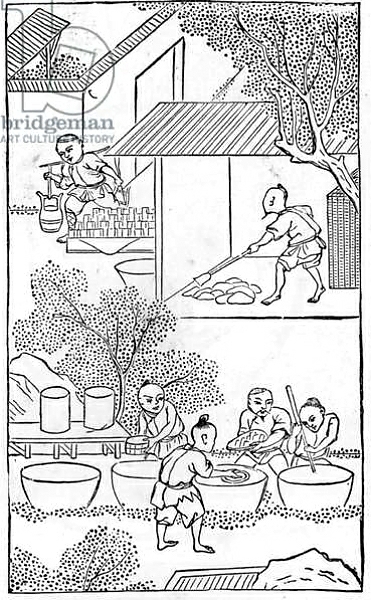 Постер Washing the clay, from a series of illustrations of the manufacture of china с типом исполнения На холсте без рамы