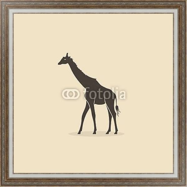 Постер Силуэт жирафа с типом исполнения На холсте в раме в багетной раме 595.M52.330