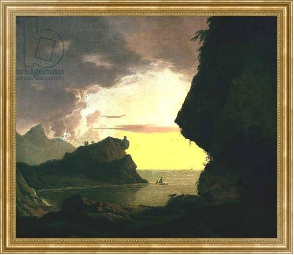 Постер Sunset on the Coast near Naples, c.1785-90 с типом исполнения На холсте в раме в багетной раме NA033.1.051
