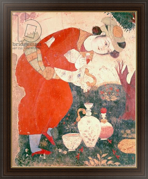 Постер Woman pouring Wine in the Court of Shah Abbas I, 1585-1627 с типом исполнения На холсте в раме в багетной раме 1.023.151