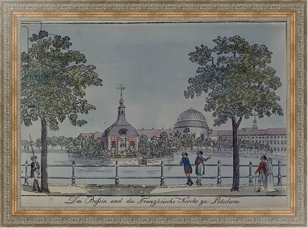 Постер The Pool and French Church in Potsdam, c.1796 с типом исполнения На холсте в раме в багетной раме 484.M48.310