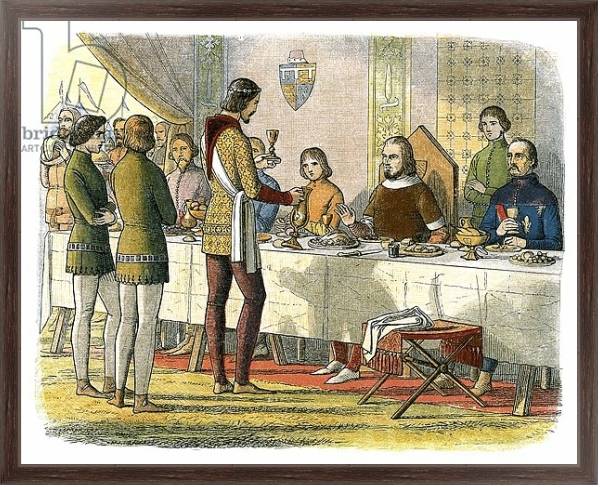 Постер Prince Edward serves king John of Artois at table after having defeated him at Poitiers с типом исполнения На холсте в раме в багетной раме 221-02