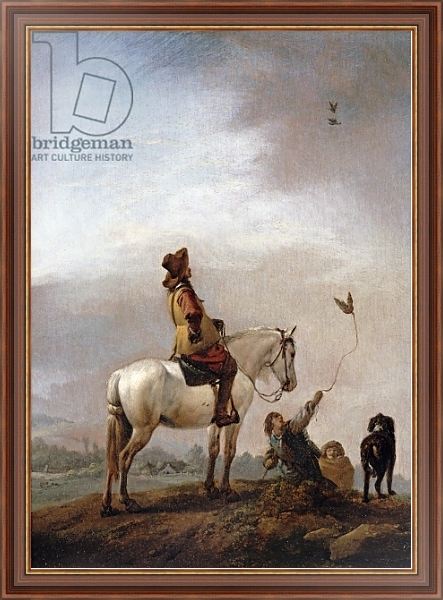 Постер Gentleman on a Horse Watching a Falconer с типом исполнения На холсте в раме в багетной раме 35-M719P-83