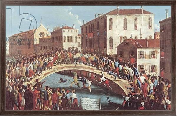 Постер Battle with Sticks on the Ponte Santa Fosca, Venice с типом исполнения На холсте в раме в багетной раме 221-02