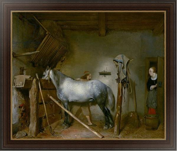 Постер Horse in a Stable, c.1652-54 с типом исполнения На холсте в раме в багетной раме 1.023.151