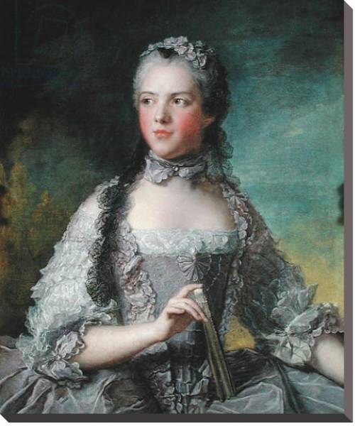 Постер Portrait of Adelaide de France with a Fan, 1749 с типом исполнения На холсте без рамы