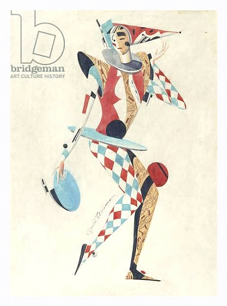 Постер Costume design for a Harlequin с типом исполнения На холсте в раме в багетной раме 221-03