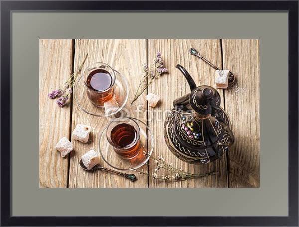 Постер Турецкий чай со сладостями с типом исполнения Под стеклом в багетной раме 221-01