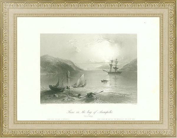 Постер Scene in the bay of Annapolis 1 с типом исполнения Акварель в раме в багетной раме 484.M48.725