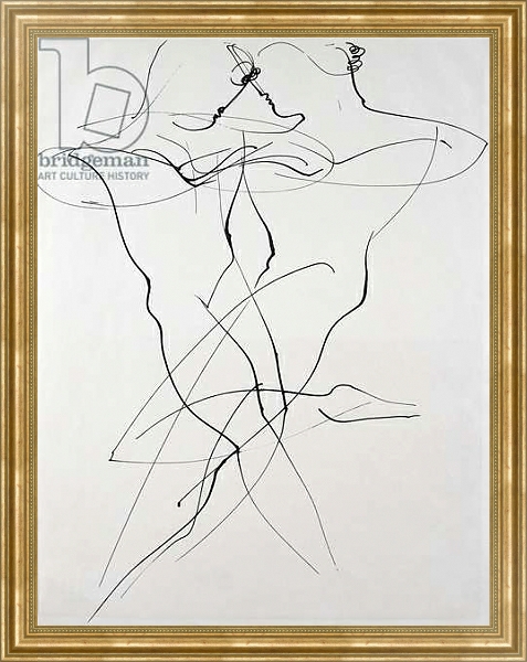 Постер Two figures in opposing motion, dance, 1928, by Oskar Schlemmer. Germany, 20th century. с типом исполнения На холсте в раме в багетной раме NA033.1.051