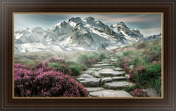 Постер Каменная дорожка в горы с типом исполнения На холсте в раме в багетной раме 1.023.151