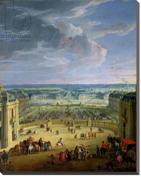 Постер Perspective View from the Chateau of Versailles of the Place d'Armes and the Stables, 1688 с типом исполнения На холсте без рамы