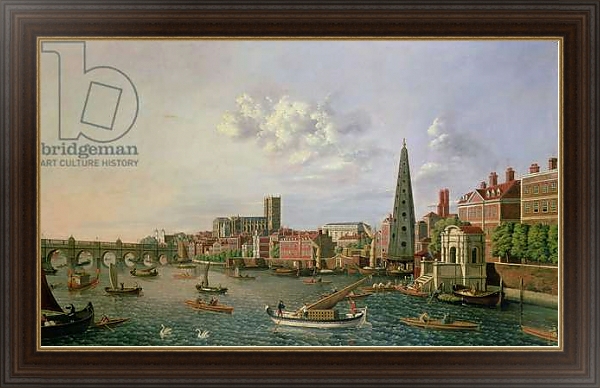 Постер A View of the River Thames at York Steps with Westminster Abbey beyond с типом исполнения На холсте в раме в багетной раме 1.023.151